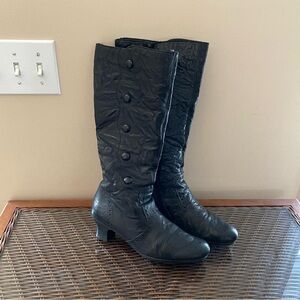 Rieker • Black Tall Leather Boots • Size 39